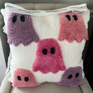 NWT Cupcakes and cashmere pastel ghost rainbow Halloween pillow
